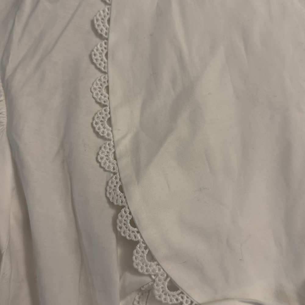 Reformation White Peplum Tie-Front Blouse with Scalloped Trim - Picture 8 of 11